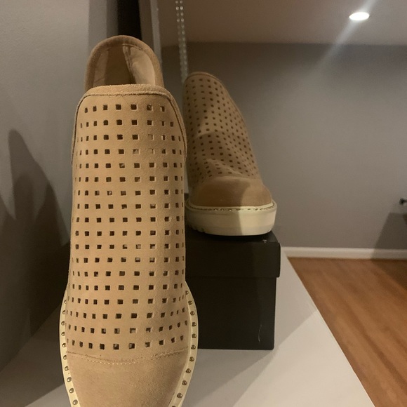 Cecelia Warm Sand Suede Laser-cut Booties - Picture 2 of 4